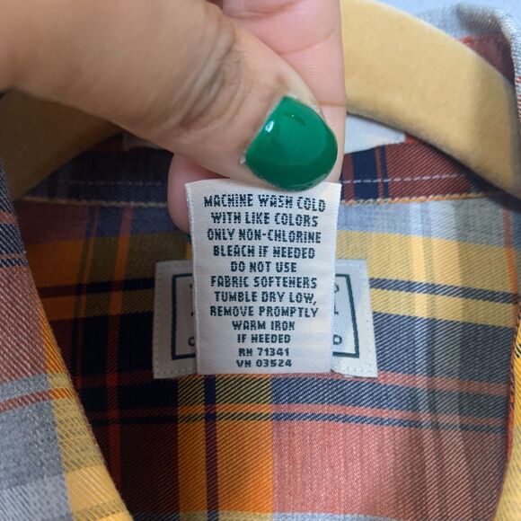 L.L.Bean Men’s Medium Long Sleeve Plaid Button-Down Shirt Autumn Gold Brick Rust - Picture 5 of 8